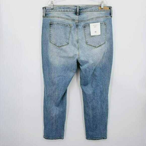 Ms Cello High Rise Mom Jeans 18 Medium Wash Distressed Ripped Denim Stretchy New - Picture 12 of 13